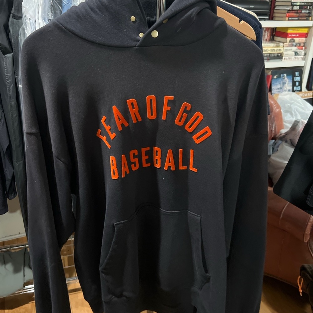 Fear of God Baseball Hoodie in Black and Orange